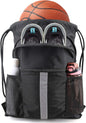 BeeGreen Drawstring Backpack Bag with Shoe Compartment, X-Large Black Gym Sports String Cinch Backpack