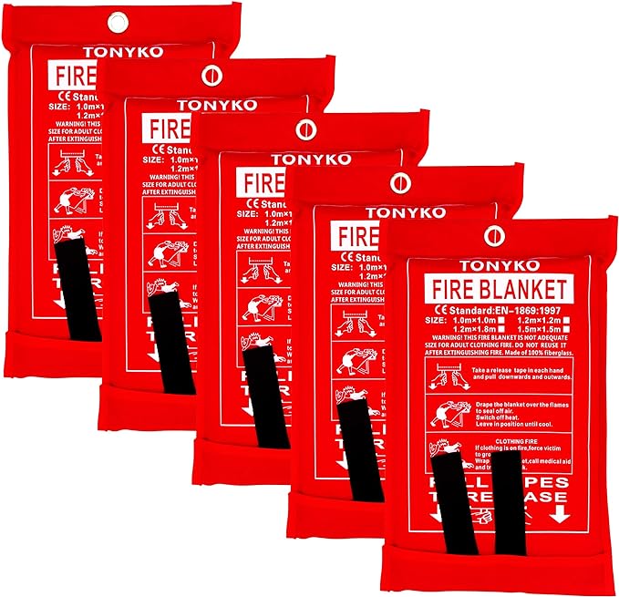 TONYKO Emergency Fire Blankets, Flame Retardant Protection and Heat Insulation Designed for Kitchen,Fireplace,Grill,Car,Camping
