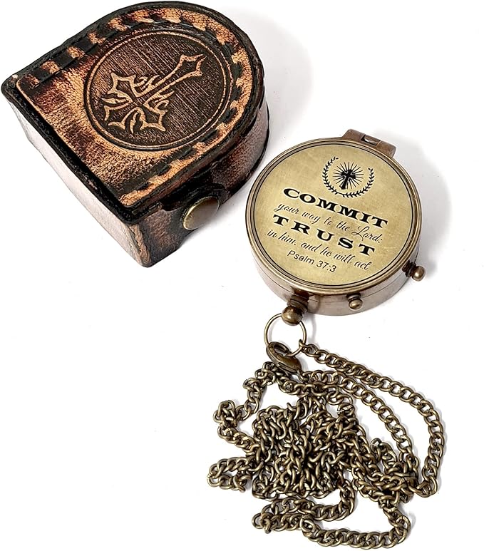 Brass Nautical - Brass Compass Engraved Gift for Son, Grandson, Daughter, Baptism, Confirmation Communion Godson Church Graduation Day