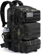 Military Tactical Backpack 50L Large Day Backpack for Men Molle Army 3 Days Assault Pack Bug Out Bag Water Resistant and Heavy Duty Hiking Treeking Rucksack - Black Camo