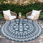 Capslpad 6Ft Round Outdoor Rug for Patios Clearance Reversible Mat Plastic Straw Patio Rugs Lightweight RV Camping Mat Circle Outside Area Rug Carpet for Balcony Deck Trailer Picnic,Blue