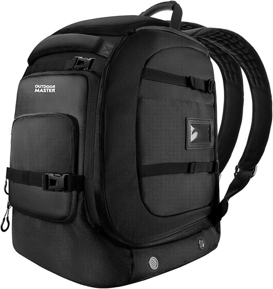OutdoorMaster Ski Boot Bag, 65L Waterproof Ski Snowboard Boots Shoulder Pad Skiing Backpack for Helmets, Goggles Men & Women