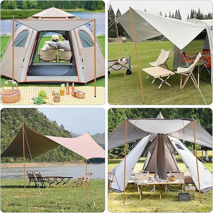 KOMCLUB Telescoping Tent Poles Tarp Poles 5-Section Adjustable Aluminum Rods for Tent Fly and Tarps Lightweight Replacement Adjustable Tent Poles for Outdoor Sport Camping 78Inch