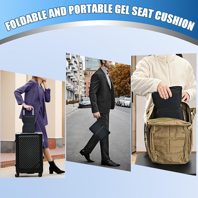 SABADO Portable Stadium Seats Cushions,Gel Airplane Seat Cushion,Foldable Travel Seat Cushion for Bleacher Stadium Camping