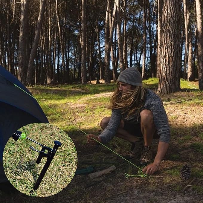 4 Pack Tent Stakes Heavy Duty Metal Tent Pegs for Camping Steel Tent Stakes 16 inch Unbreakable and Inflexible