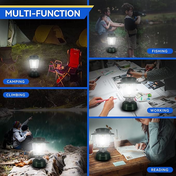 Durapower Rechargeable Camping Lantern,3300 Lumen Super Bright LED Camping Lantern, 5400 Mah Power Bank, IP44 Waterproof, 30 Hours, Portable Lantern for Hurricane, Power Outages