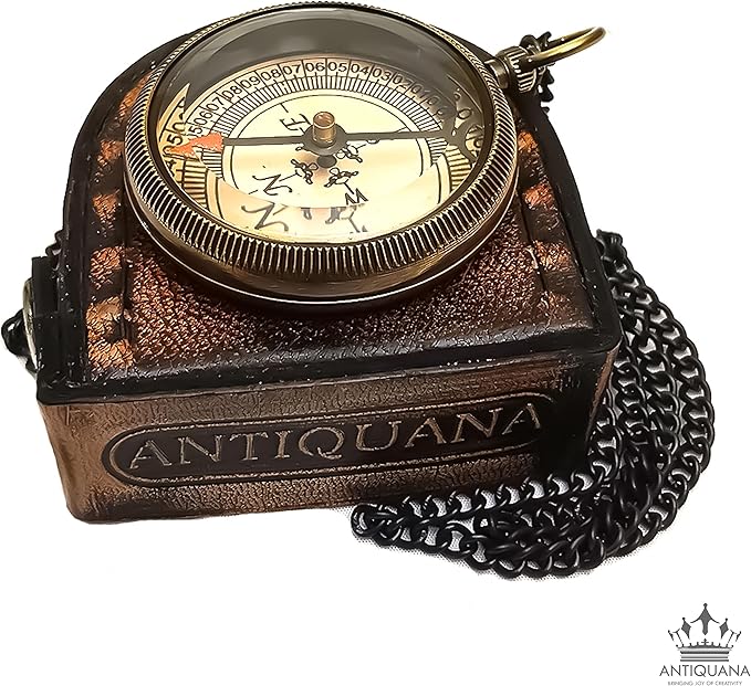 to My Grand Son Engraved Compass with Authentic Leather Case Brass Compass Directional Compass, Baptism Gifts for Boys & Girls, First Communion (BLC3)