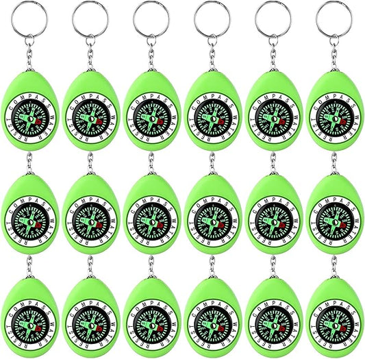 Janinka 18 Pcs Small Keychain Compass for Kids Mini Pocket Survival Compass Bulk for Outdoor Hiking Camping Hunting Climbing