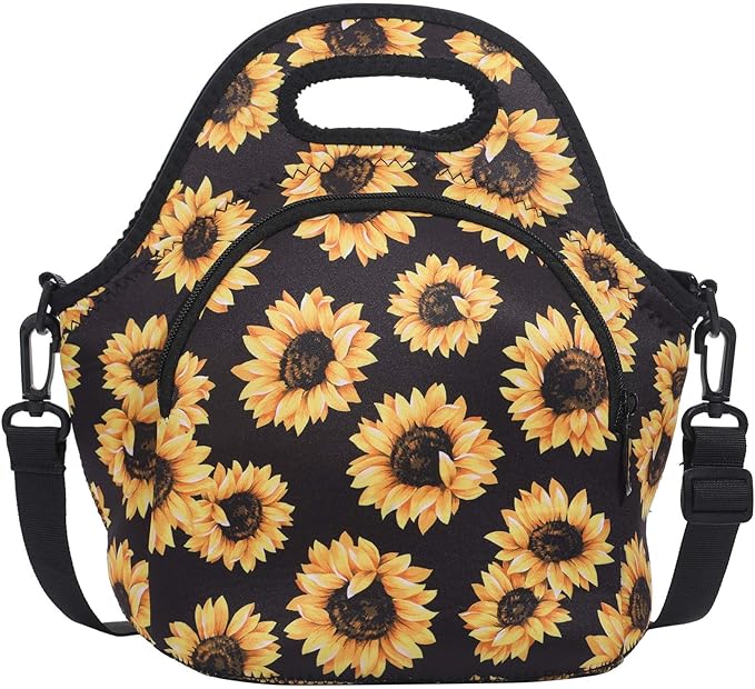 Neoprene Lunch Bag, Thermal Insulated Lunch Tote Bag with Detachable Shoulder Straps, Lightweight & Reusable Lunch Bag for Women Men