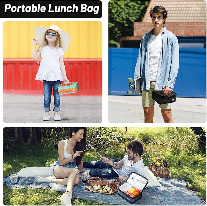 MIER Portable Thermal Insulated Cooler Bag Mini Lunch Bag for Kids, Black