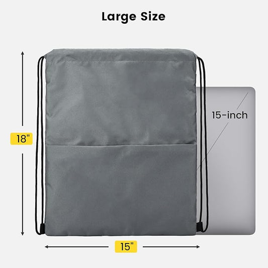 Vorspack Drawstring Backpack Water Resistant String Bag Sports Sackpack Gym Sack with Side Pocket for Men Women