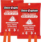 SecuCaptain Emergency Fire Blanket for Home - 2 Pack 47.2"x47.2" Large Flame Retardant Blankets with Fireproof Tabs for House Camping Kitchen Fire Protection Survival Safety
