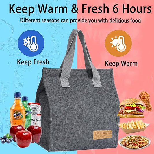Lunch Bag for Women/Men,Waterproof Reusable Portable Lunch Tote,Lunch Box Bag.Thermal Cooler Bag Ideal for Work/Party/l/Travel/Picnic (Light Gray)