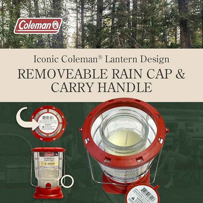 Coleman Citronella Candle & 70+ Hour Outdoor Candle Lantern Bundle - 11oz Tin Candle & 6.7oz Lantern for Camping, Picnics & Patio