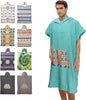 Rainleaf Surf Poncho Changing Towel Quick Dry Pool Swim Beach Towel with Hood and Front Pocket Warm and Soft Microfiber RobeTowel for Women and Men Canal Blue Geometric Pocket