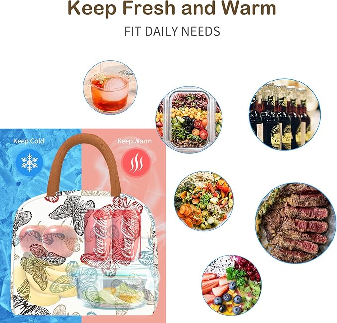 Lunch Bag Women, Lunch Box for Women Men Reusable Insulated Lunch Tote Bag, Handbags Case High Capacity for Travel Work Picnic