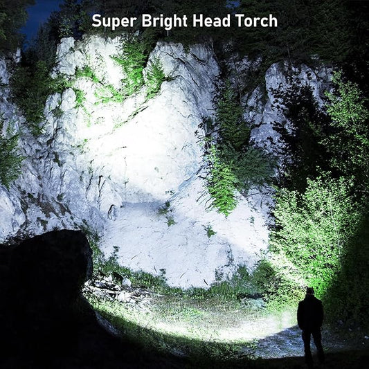 LED Headlamp, 8000L Super Bright Rechargeable Headlight Flashlight - 3 Lights 5 Modes,Zoomable,Spotlight&Floodlight Combination, IPX6 Waterproof, 20+Hrs Runtime for Running,Hiking,Camping etc.