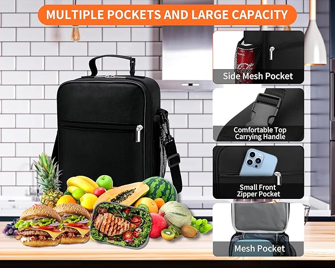 Lunch Box for Men - Reusable Lunch Bag Men Adult Women- Insulated Small LunchBox