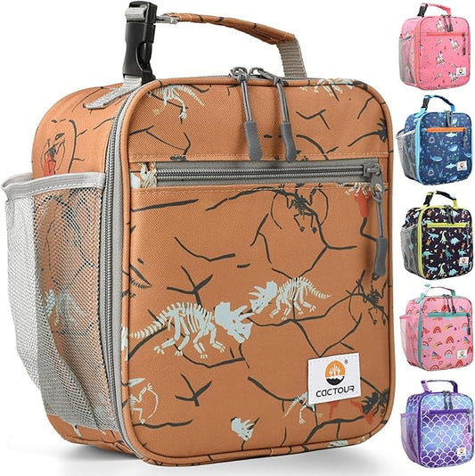 Lunch Box Kids,Premium Insulated Lunch Bag for Girls Boys,Soft Bag Mini Cooler Back to School Thermal Reusable Lunch Bag for Work School Picnic （Brown Dino