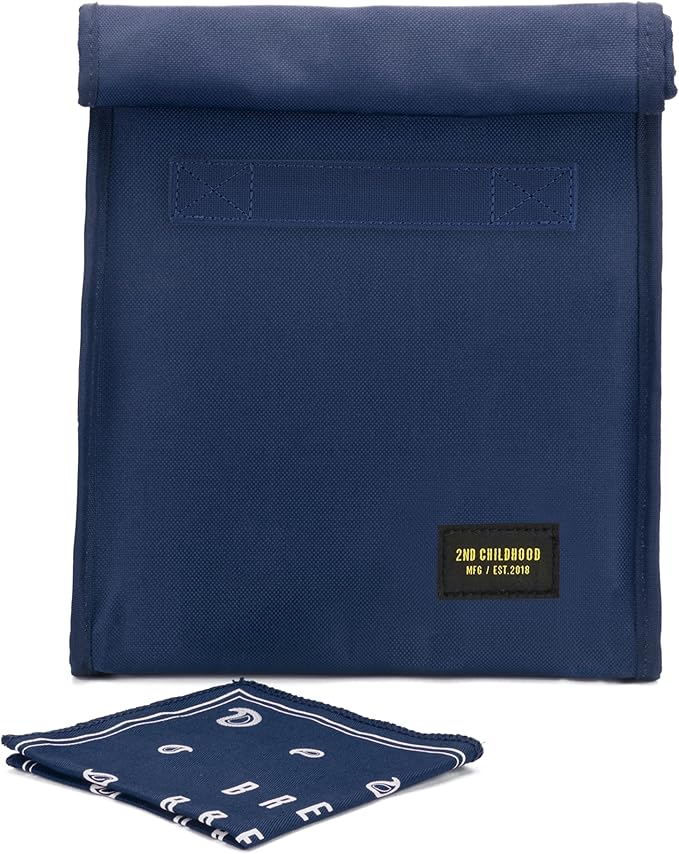 Insulated Lunch Bag for Men and Women; Rolltop Lunch Box with 2 Side Mesh Pockets and 1 Exteral Slip Pocket (Blue)