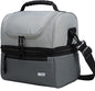 MIER Adult Lunch Box Insulated Lunch Bag Large Cooler Tote Bag for Men, Women, Double Deck Cooler （Dark Grey/Grey, Large）