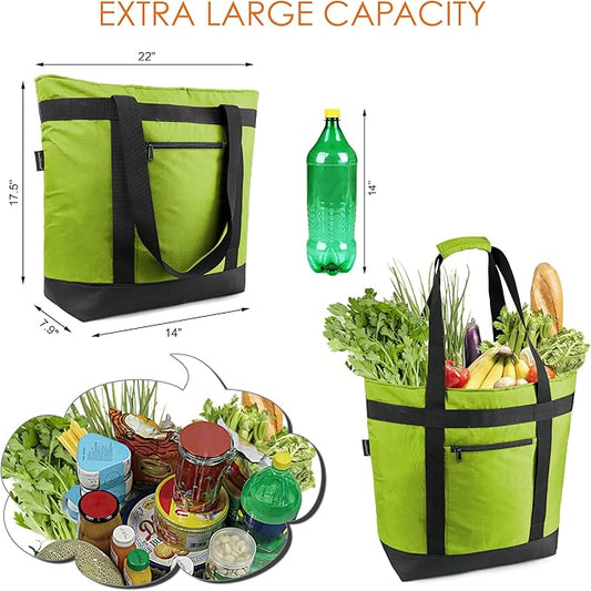 BeeGreen Insulated Cooler Bag Leakproof Freezer Shopping Tote for Groceries Thermal Food Delivery Bag