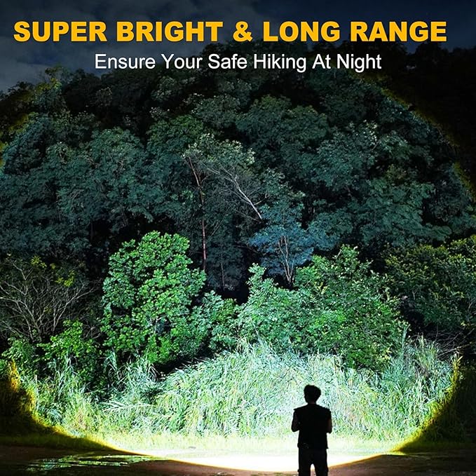 Led Flashlight Super Bright Flashlights Rechargeable High Lumens Torch 5 Modes Zoomable Waterproof for Camping Kids Adults Outdoor Hiking Emergency (L377-1pack)