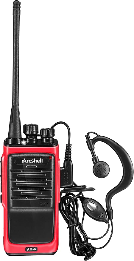 Rechargeable Long Range Two-way Radios with Earpiece 2 Pack Arcshell AR-6 Walkie Talkies Li-ion Battery and Charger included
