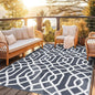 wikiwiki Outdoor Rug, 9x18ft Waterproof Reversible Mat Indoor Outdoor Rugs Carpet, Small Area Rug Plastic Straw Rug for Patio Deck Balcony Pool RV Camping Beach Picnic, Grey, Rugscape Series