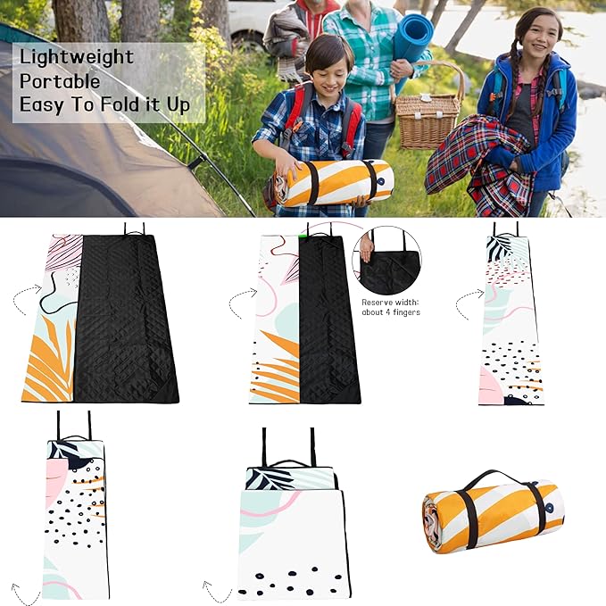 Picnic Blankets Beach Blanket 80" X 80" Extra Large Waterproof Camping Blankets Portable Outdoor Mat 3-Layer blanket for Beach, Hiking, Park, Music Festival, Grass Lawn,Travel