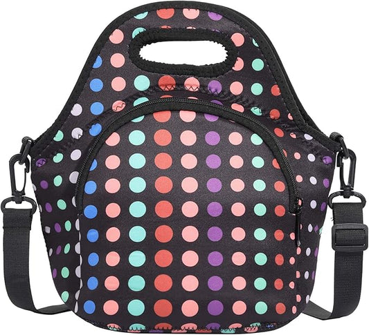 Neoprene Lunch Bag, Thermal Insulated Lunch Tote Bag with Detachable Shoulder Straps, Lightweight & Reusable Lunch Bag for Women Men