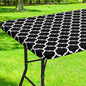 Smiry Rectangle Picnic Table Cover, Waterproof Elastic Fitted Camping Tablecloths for 6 Foot Tables, Wipeable Flannel Backed Vinyl Tablecloth Protector for Indoor, Outdoor (Black, 30x72 Inches)