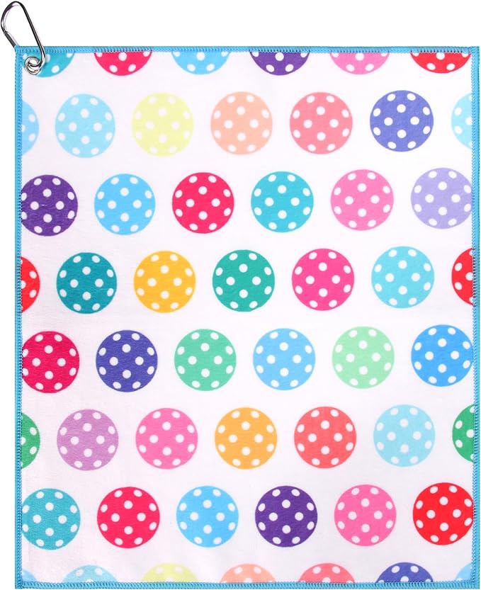 Millie Rose Pickleball Towels in Fashionable Prints - Cute 15x17 inch Microfiber & Cotton Athletic Towels with Carabiner Clip - Pickleball Accessories, Pickleball Gifts (Colorful Pickle)