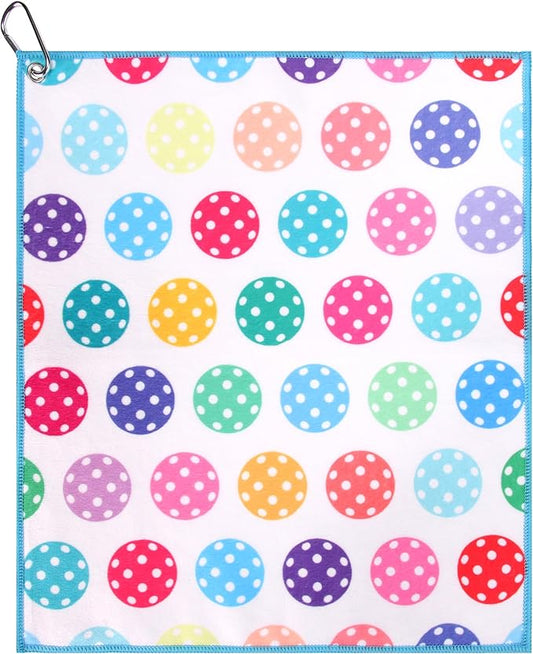 Millie Rose Pickleball Towels in Fashionable Prints - Cute 15x17 inch Microfiber & Cotton Athletic Towels with Carabiner Clip - Pickleball Accessories, Pickleball Gifts (Colorful Pickle)