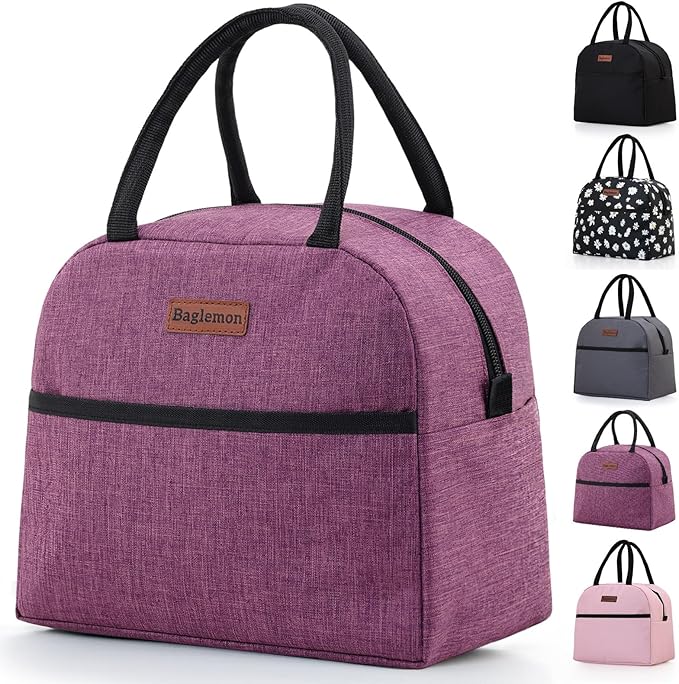 Insulated Lunch Bag for Women Men, Lunch Containers Reusable High Capacity Lunch Tote Bags for for Work Picnic (Purple)