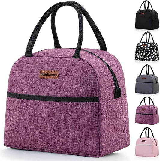 Insulated Lunch Bag for Women Men, Lunch Containers Reusable High Capacity Lunch Tote Bags for for Work Picnic (Purple)