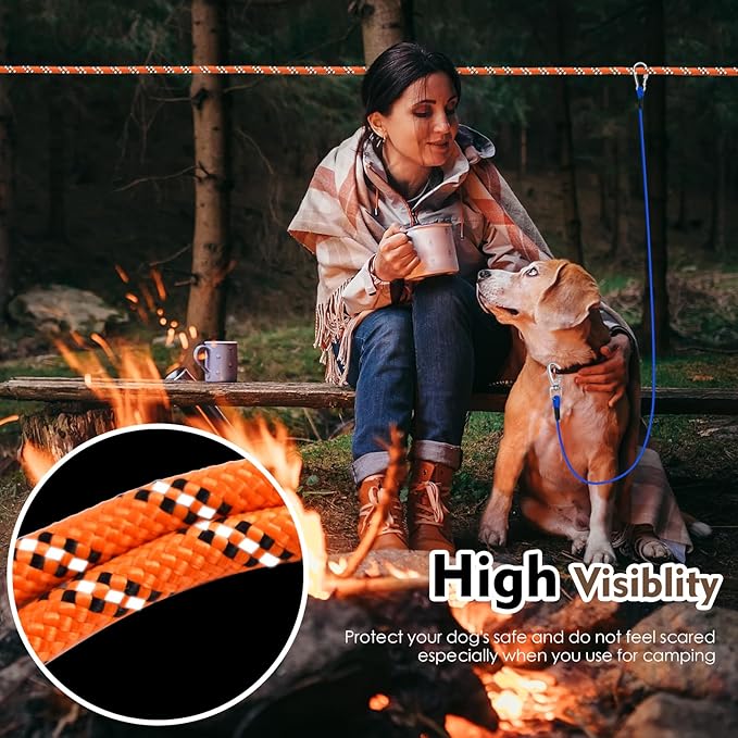 Snagle Paw Dog Runner for Yard 3 in 1, 75FT Dog Training Leash with Handle for Small Medium Large Dogs, Reflective Rope Dog Tie Out Cable with Carabiner for Yard,Park,Camping (Orange for 1 Dog)