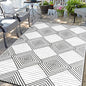 Waterproof Outdoor Rug 9x12ft, Foldable Reversible Plastic Straw Mat for Patio RV Deck Porch Backyard Balcony Camping Picnic Beach Indoor Outdoor Carpet, Black&White