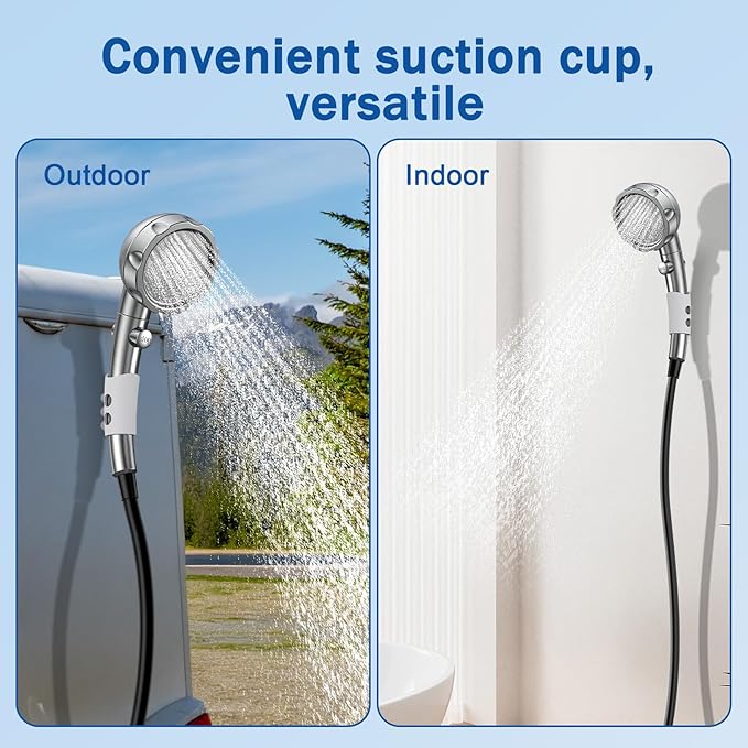 Portable Shower Camping,9000mAh Rechargeable Shower Pump with Digital Display,Adjustable Shower Head and Folding Bucket Outdoor Shower for Camp,Hiking Beach,Travel,Car Washing,Pet Bath,Garden