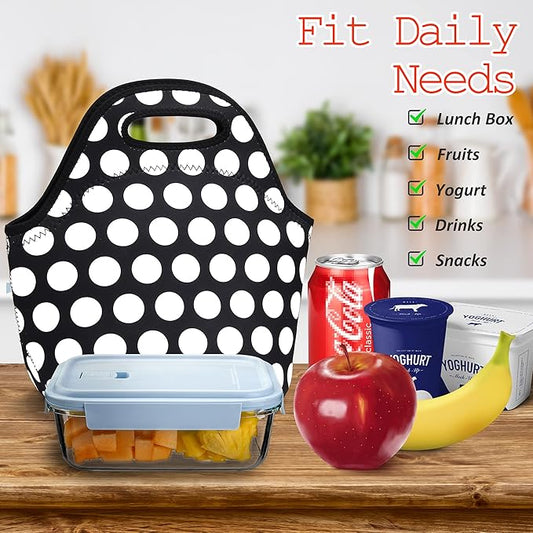Neoprene Lunch Bags Thermal Insulated Lunch Tote Bag Reusable Washable Neoprene Picnic Bag for Women Men