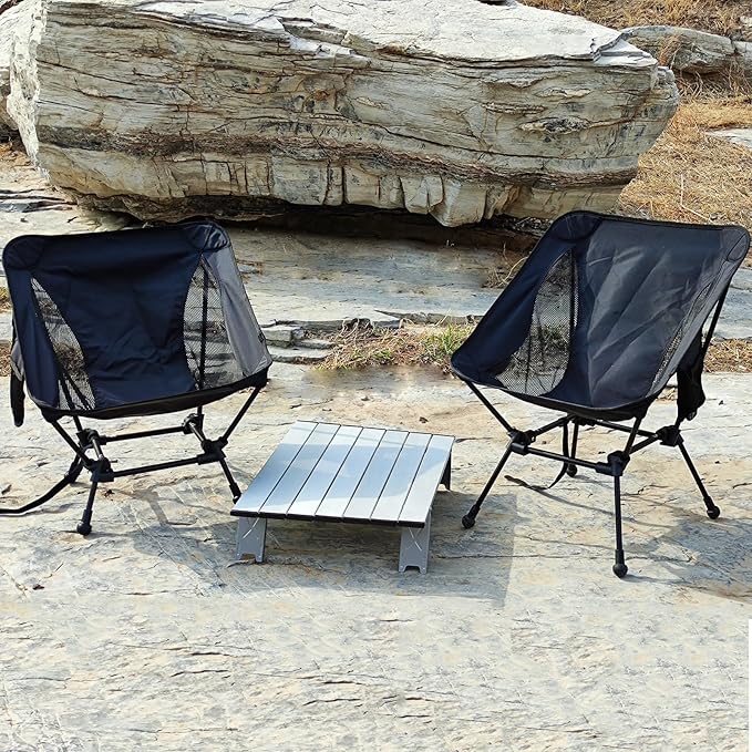 ATEPA Backpacking Chair, Ultralight Folding Portable Small Camping Chairs for Adults Compact Foldable Beach Seat with Anti-Sinking Feet & Aluminum Frame for Outdoor Hiking Travel Fishing
