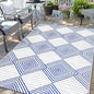 Waterproof Outdoor Rug 5x8ft, Foldable Reversible Plastic Straw Mat for Patio RV Deck Porch Backyard Balcony Camping Picnic Beach Indoor Outdoor Carpet, Blue&White