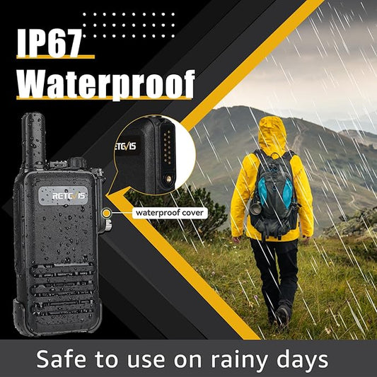 Retevis RB47 Waterproof Walkie Talkies for Adults,Easy Pairing,Rugged Two Way Radio,Hands Free,SOS Alarm,Rechargeable 2 Way Radio for Camping (1 Pack)
