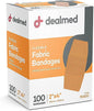 Dealmed Fabric Flexible Adhesive Bandages with Non-Stick Pad, Latex Free, Wound Care for First Aid Kit, 2" x 4" (Box of 100)