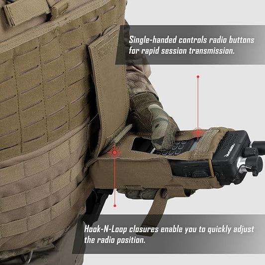 Tactical Radio Holster, Molle Radio Pouch Radio Holder of Single-Handed Operation for Duty Belt Vest Compatible with PRC 152/148 Mainstream Military Intercom Models