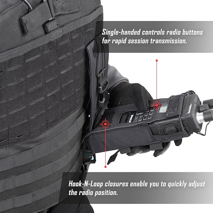 Tactical Radio Holster, Molle Radio Pouch Radio Holder of Single-Handed Operation for Duty Belt Vest Compatible with PRC 152/148 Mainstream Military Intercom Models
