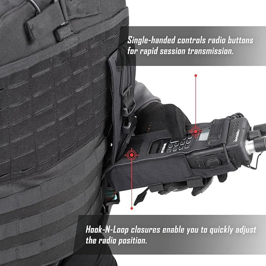 Tactical Radio Holster, Molle Radio Pouch Radio Holder of Single-Handed Operation for Duty Belt Vest Compatible with PRC 152/148 Mainstream Military Intercom Models