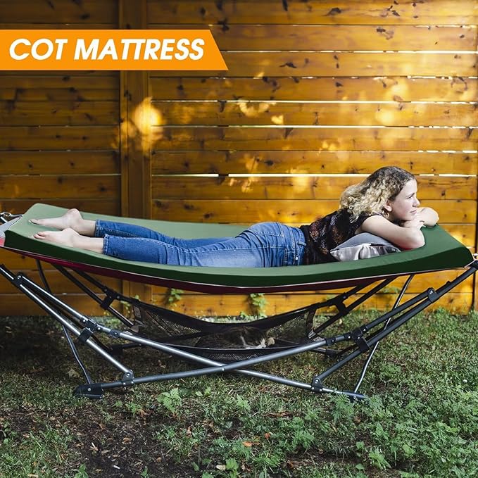 CYMULA Camping Cot Mattress 2in Memory Foam Sleeping Pad,Soft Warm Non-Slip Camping Mattress Topper with Retaining for Adults,Portable Roll up Mattress Pad for Travel (75 x30)（only Mattress）