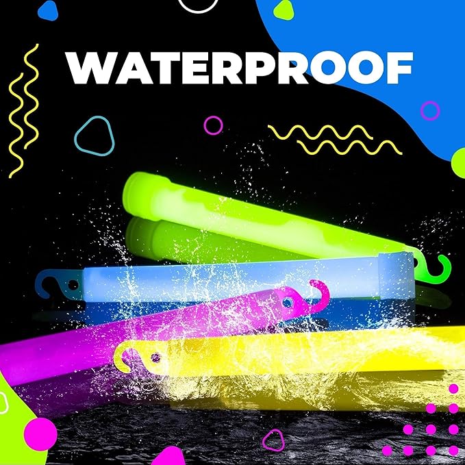 Ultra Bright 6 Inch Glow Sticks - Emergency Bright Chem Glow Sticks with 12 Hour Duration - Camping, Hiking Glow Stick Lights - for Parties and Kids Activities - Blackout Or Storm Ready Use