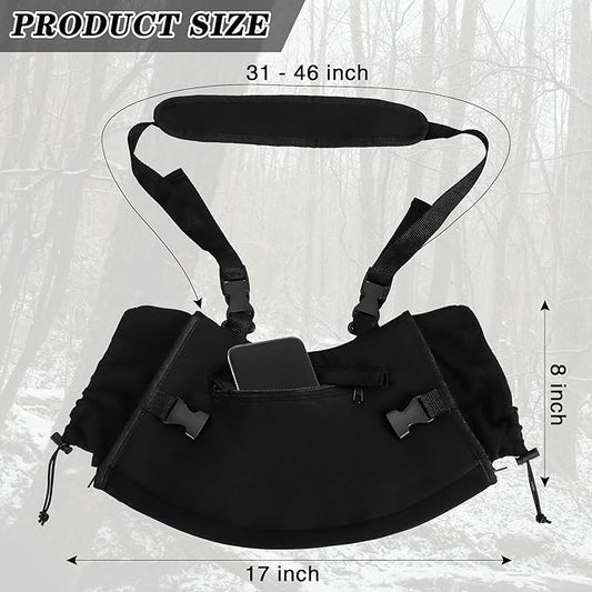 Hand Warming Pouch, Hunting Black Hand Warming Muff Hunting Hand Warmer Pouch Fanny Pack Water Resistant Windproof Insulated Hand Waist Muffs Warmers Gloves, Durable Oxford Fleece for Hiking Camping